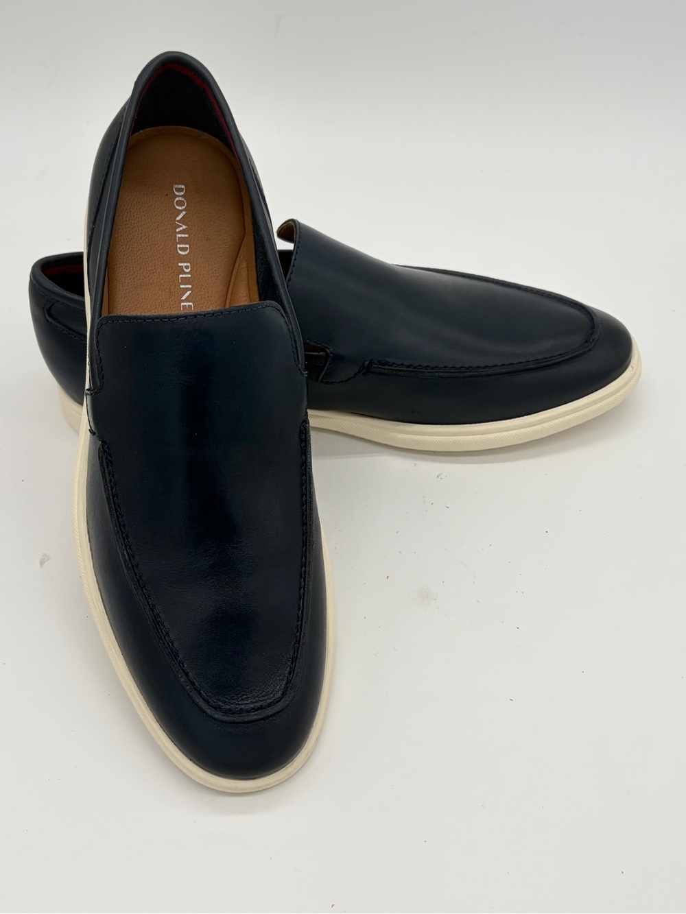 Donald J. Pliner Black Leather Slip-On Loafers with Cream Sole New without Box